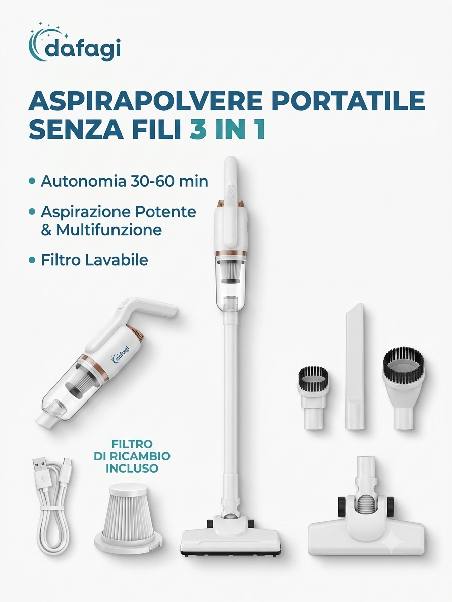 Aspirapolvere senza fili DAFAGI 3 in 1